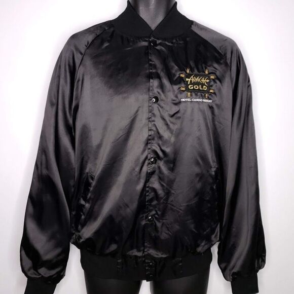 Apache Gold Hotel Casino Satin Bomber Jacket Vintage 80s Native American - Picture 2 of 5